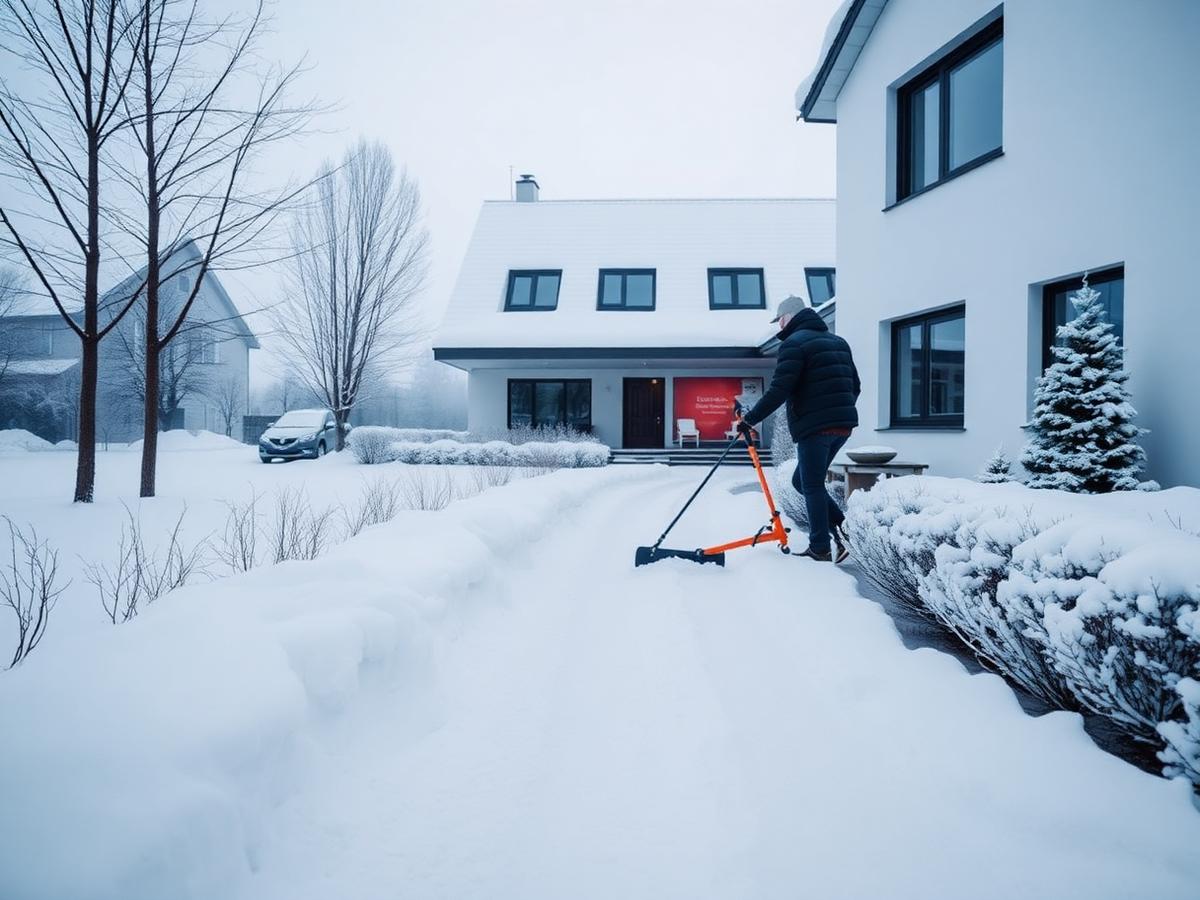 Winterdienst – geräumter Weg vor einem Haus
